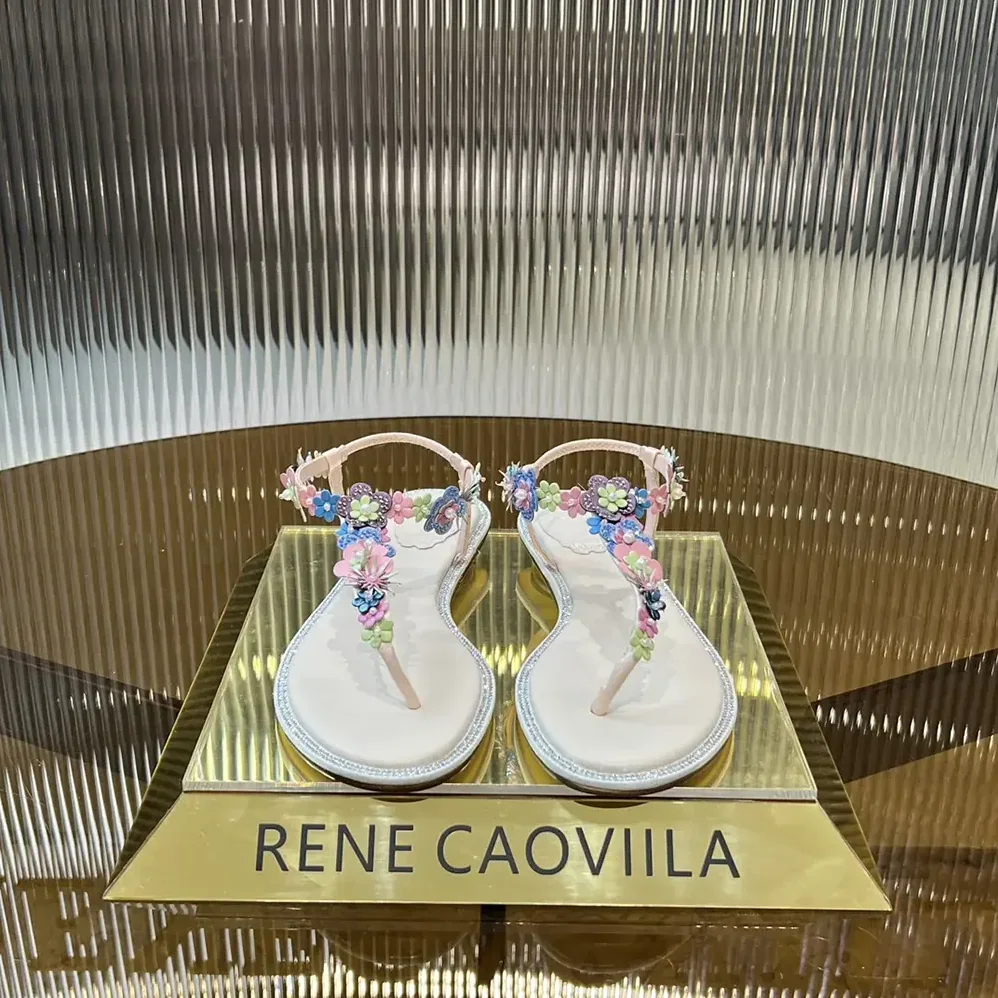 Rene Caovilla Eden Nude Thong Sandal 10 for Women Rene Caovilla Eden Nude Thong Sandal 10 for Women