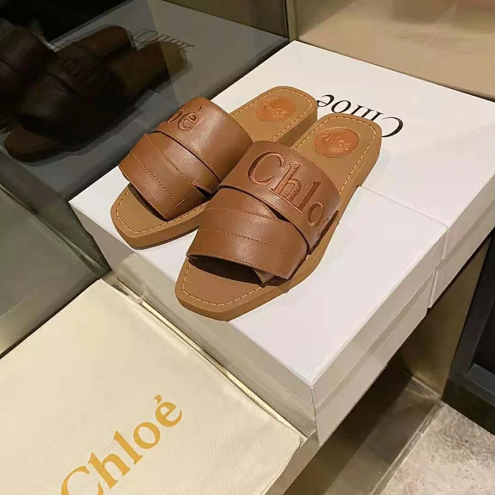 Chloe Woody Flat Mule for Women in Brown