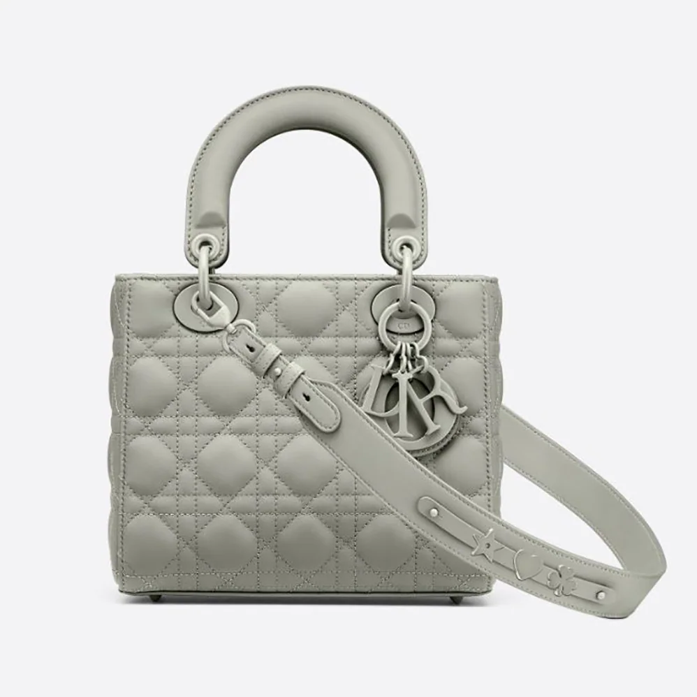 Dior Lady Dior my Abcdior Bag Gray Ultramatte Cannage Calfskin for Women
