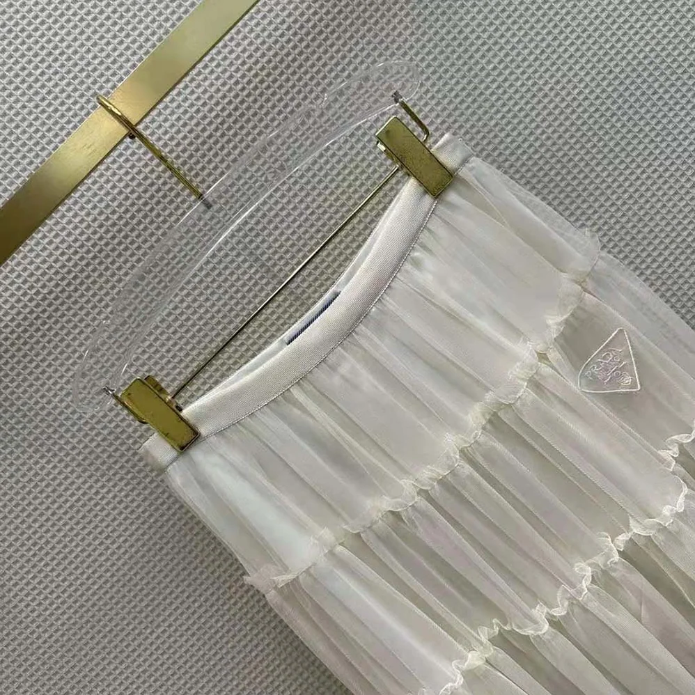 Prada Long Pleated Tulle Skirt for Women in White