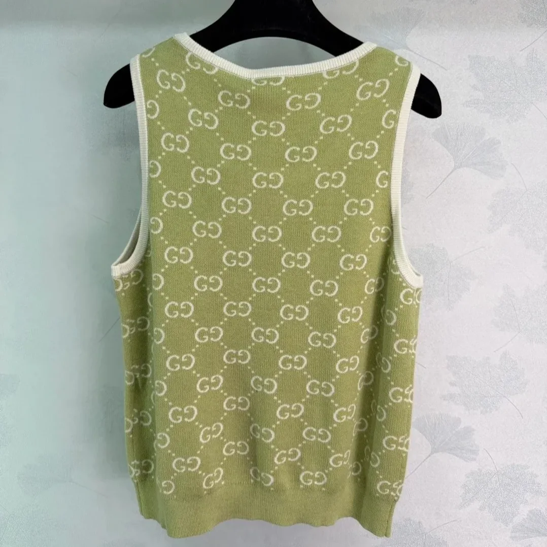 Gucci GG Monogram Sleeveless Top Sage Green Gucci GG Monogram Sleeveless Top Sage Green