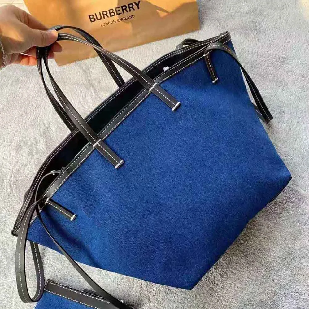 Burberry Mini Logo Graphic Denim Beach Tote for Women