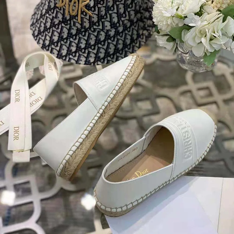 Dior Dior Granville Espadrille White Embossed Lambskin for Women Dior Dior Granville Espadrille White Embossed Lambskin for Women