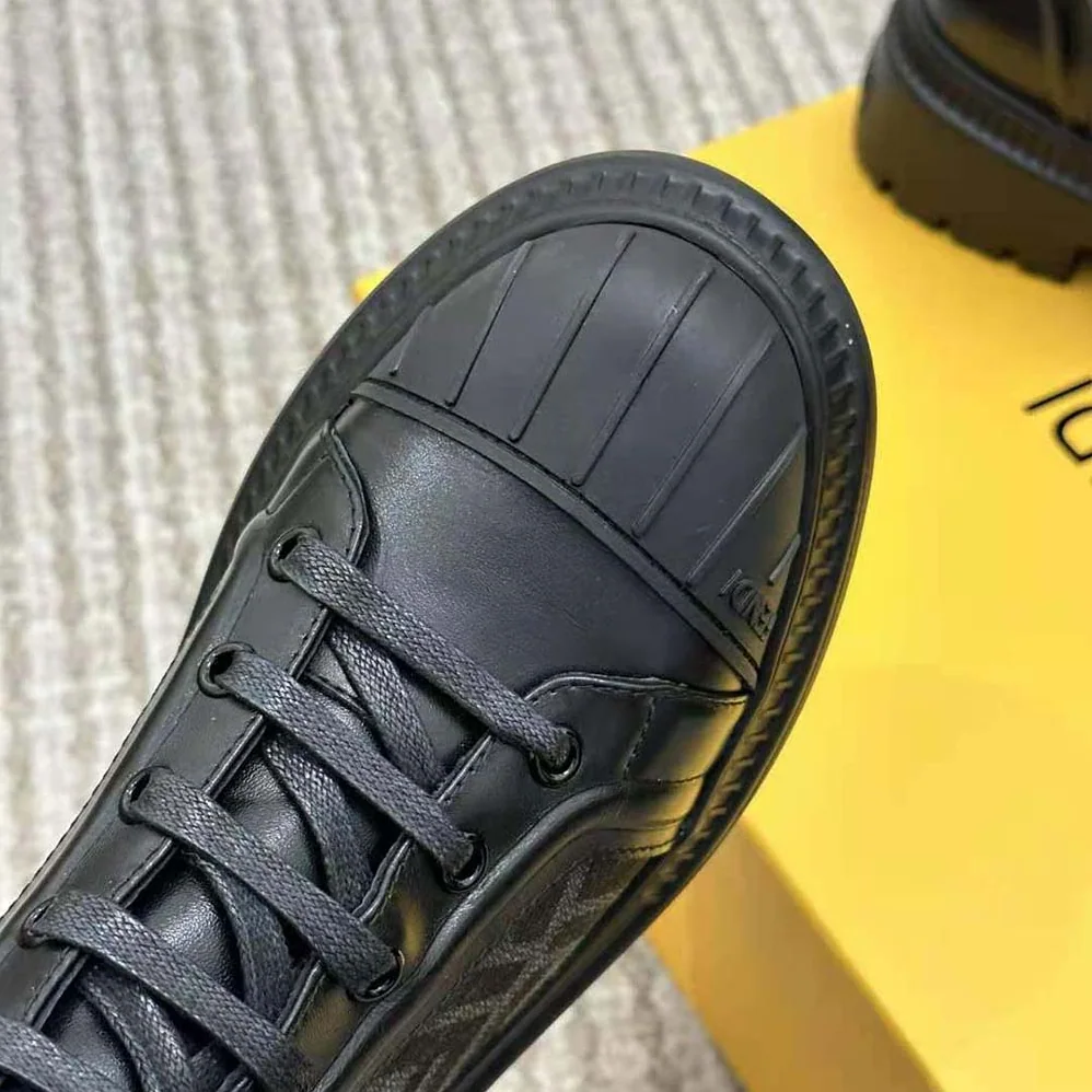 Fendi Domino Black Leather Biker Boots for Women