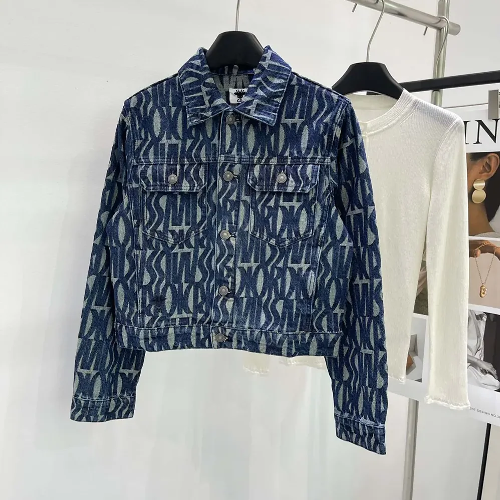 Dior Jacket Cotton Denim with Blue Miss Dior Allover Motif for Men Dior Jacket Cotton Denim with Blue Miss Dior Allover Motif for Men