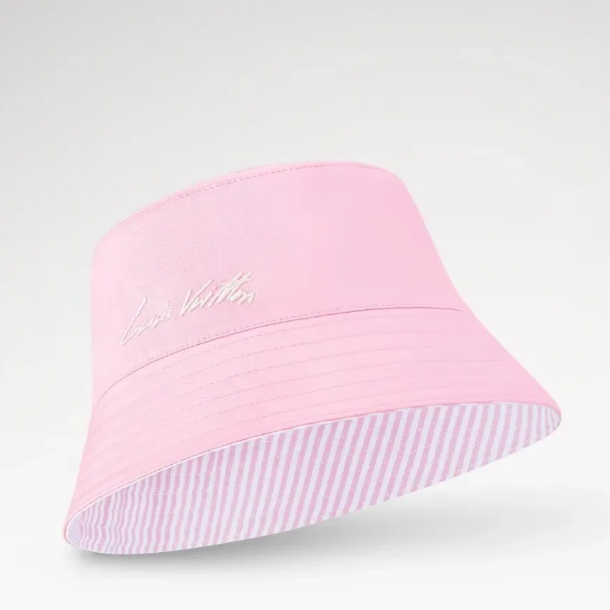 Louis Vuitton LV League Striped Bucket Hat Pink