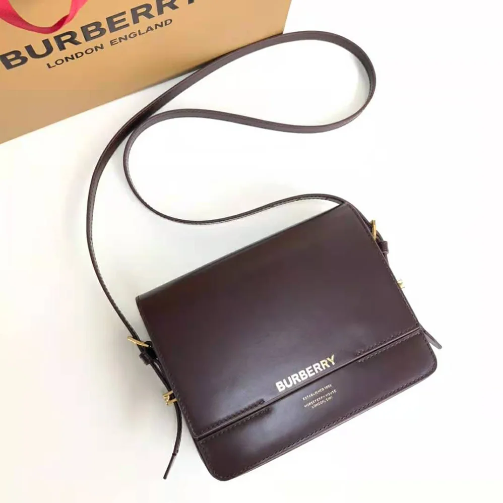 Burberry Small Two-tone Leather Grace Bag for Women in Maroon