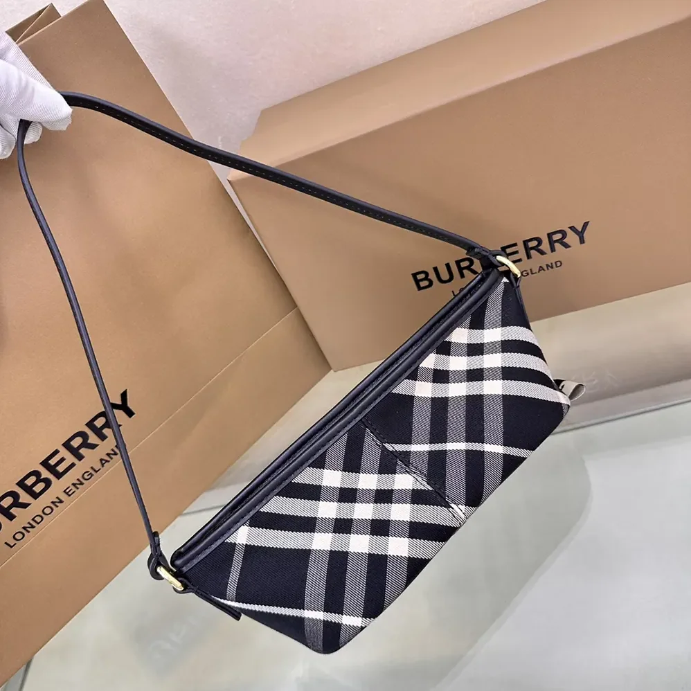 Burberry Check Mini Bag for Women in Black Burberry Check Mini Bag for Women in Black