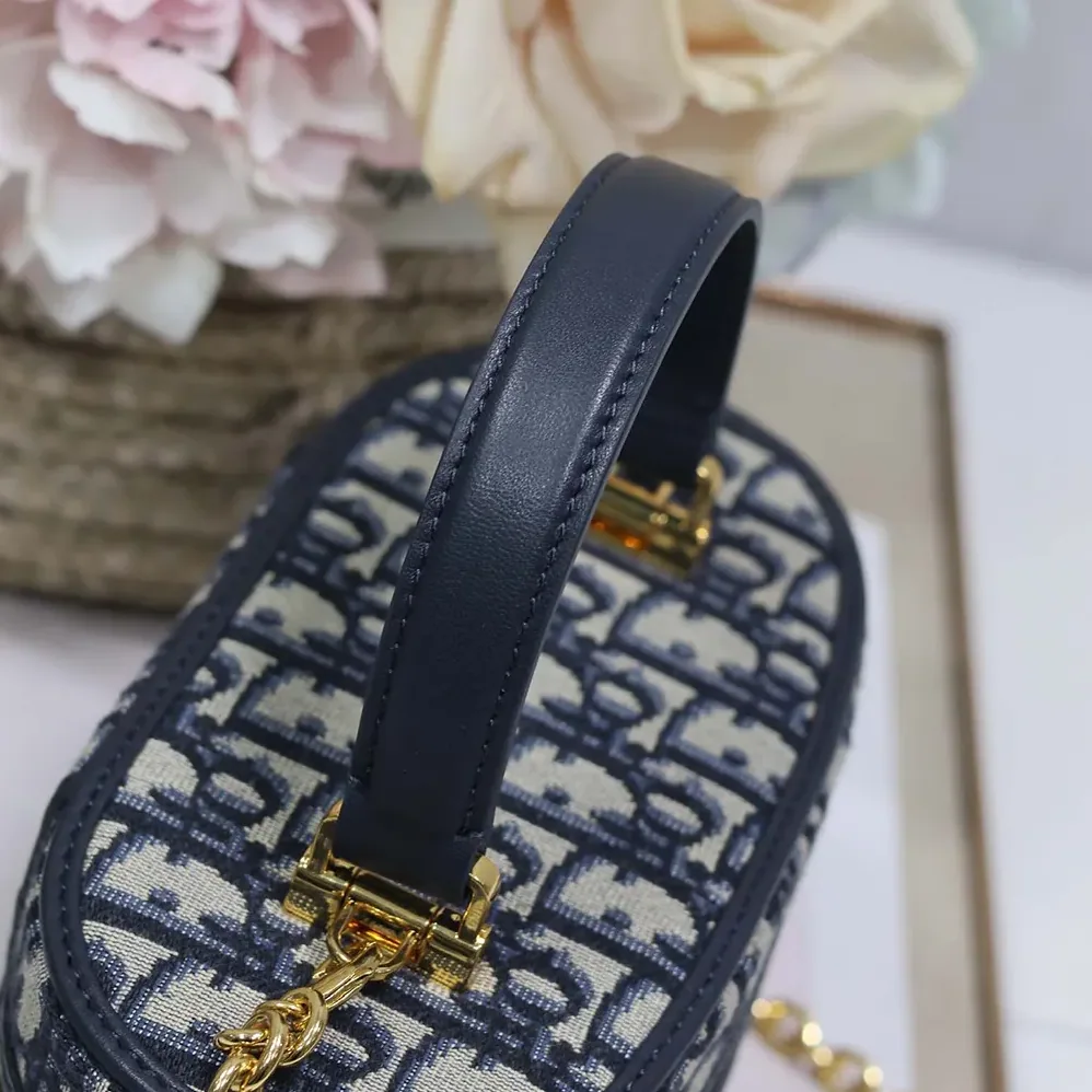 Dior 30 Montaigne Mini Vanity Case Blue Dior Oblique Jacquard for Women