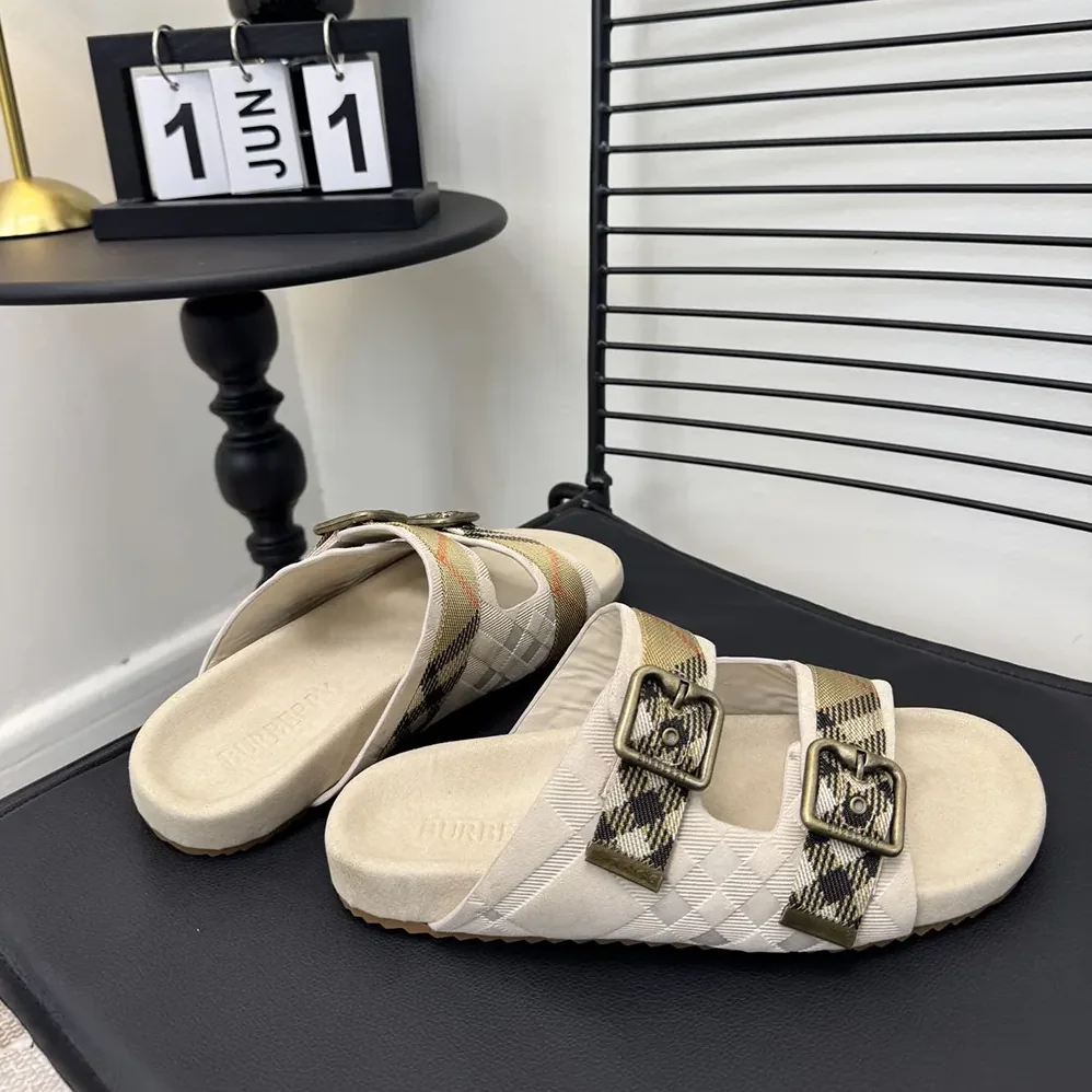 Burberry Check Suede Urchin Sandals for Unisex