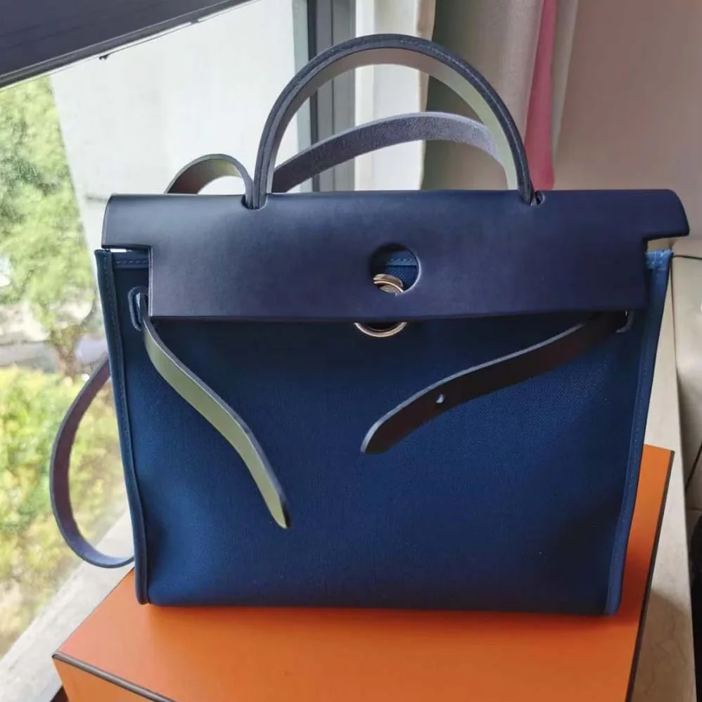 Hermes Herbag Zip 31 Bag for Women in Navy/Black Hermes Herbag Zip 31 Bag for Women in Navy/Black