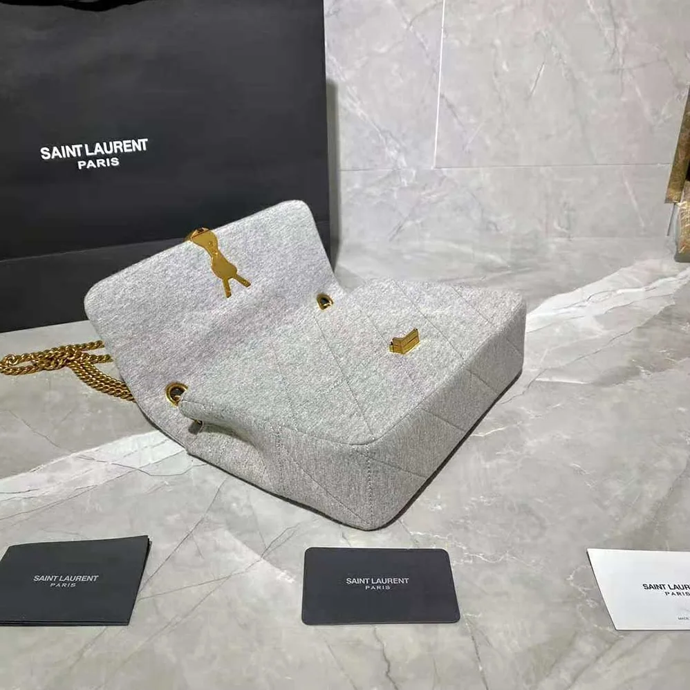 Saint Laurent YSL Jamie Medium Carre Rive Gauche in Jersey for Women in Silver