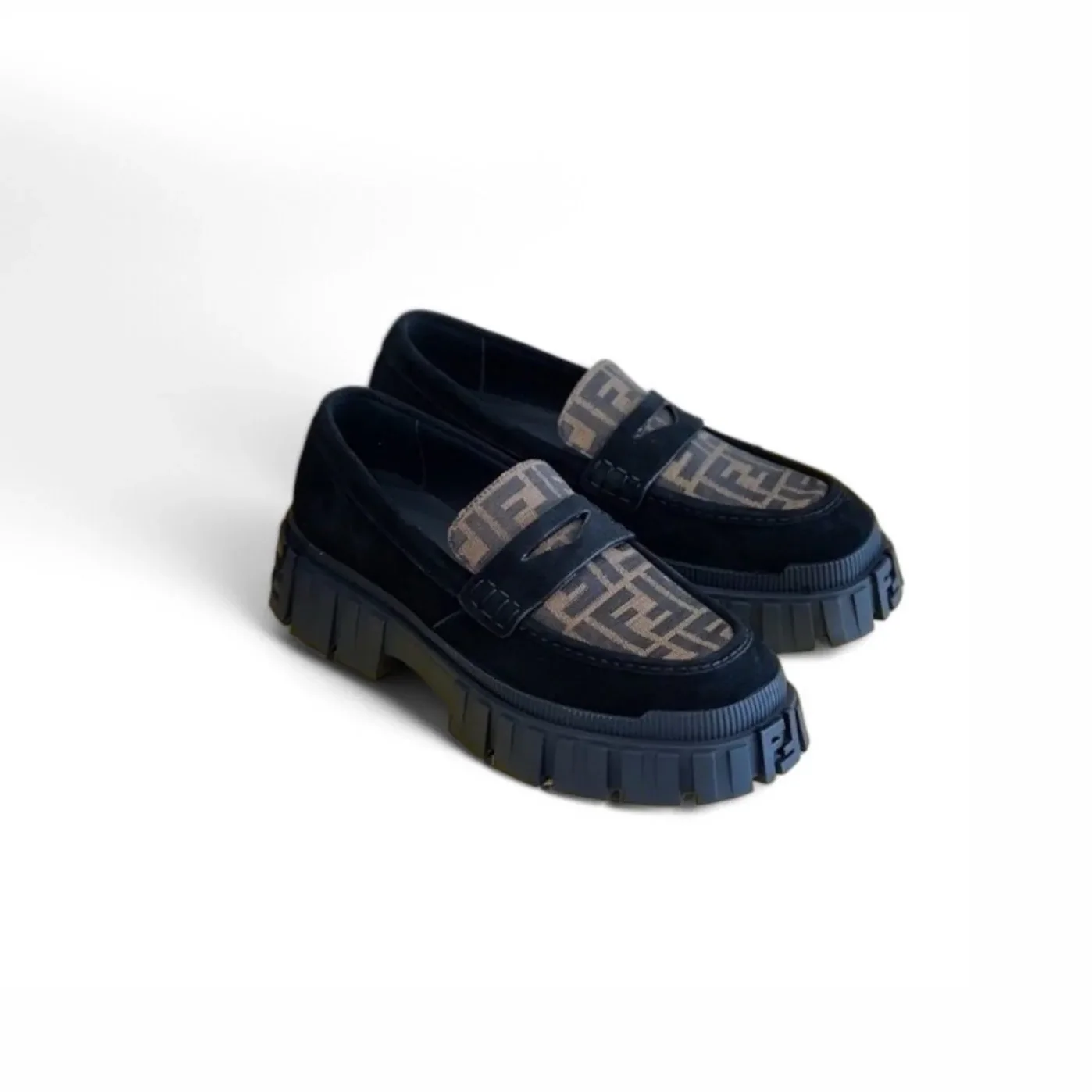 Fendi FD OLock Nubuck Loafers Brown Fendi FD OLock Nubuck Loafers Brown