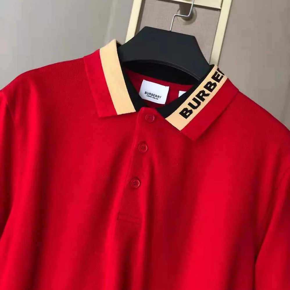 Burberry Logo Detail Cotton Pique Polo Shirt for Men in Red