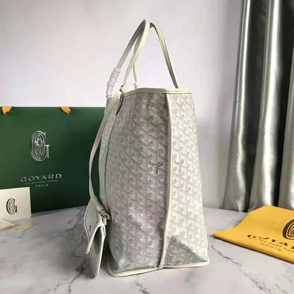 Goyard Sac Saint Louis GM in Goyardine Canvas & Chevroches Calfskin for Women in White Goyard Sac Saint Louis GM in Goyardine Canvas & Chevroches Calfskin for Women in White