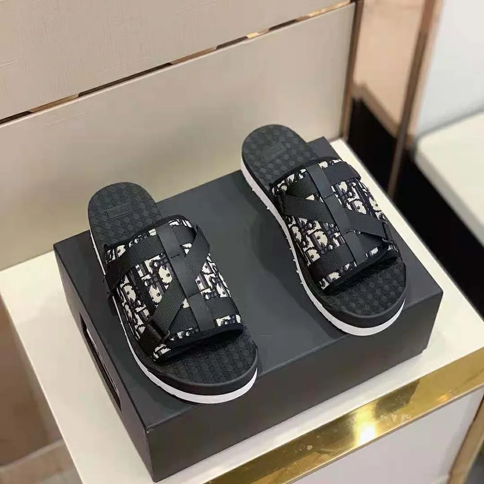 Dior Alpha Sandal Beige and Black Dior Oblique Jacquard for Men