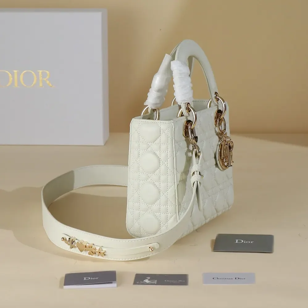 Dior Small Lady Dior My ABCDior Bag Latte Cannage Lambskin for Women