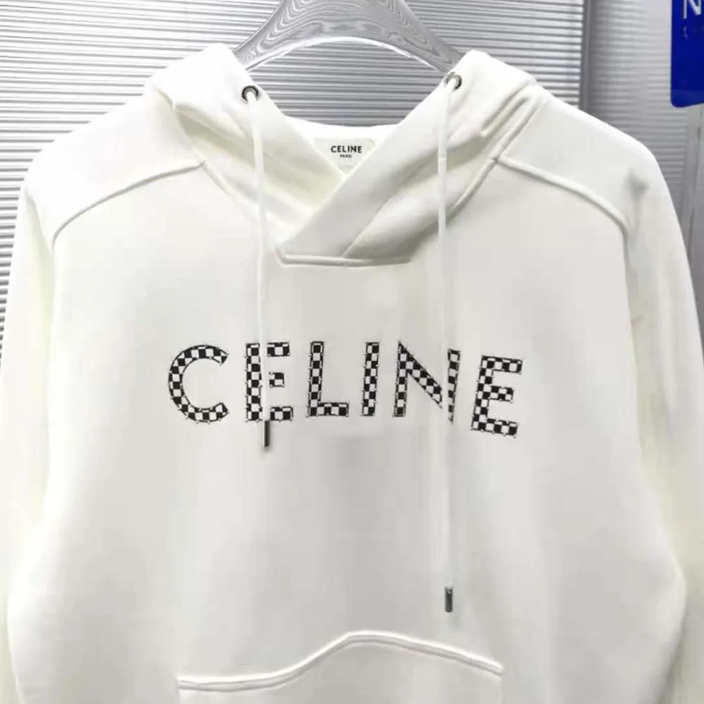 Celine Loose Sweatshirt in Cotton Fleece with Studs for Men in White