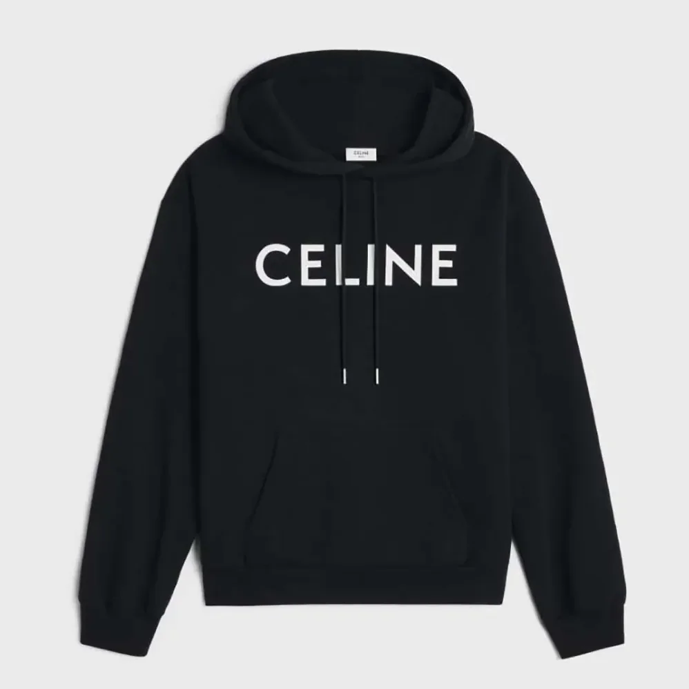 Celine Loose Hoodie in Cotton Fleece for Men in Black Celine Loose Hoodie in Cotton Fleece for Men in Black