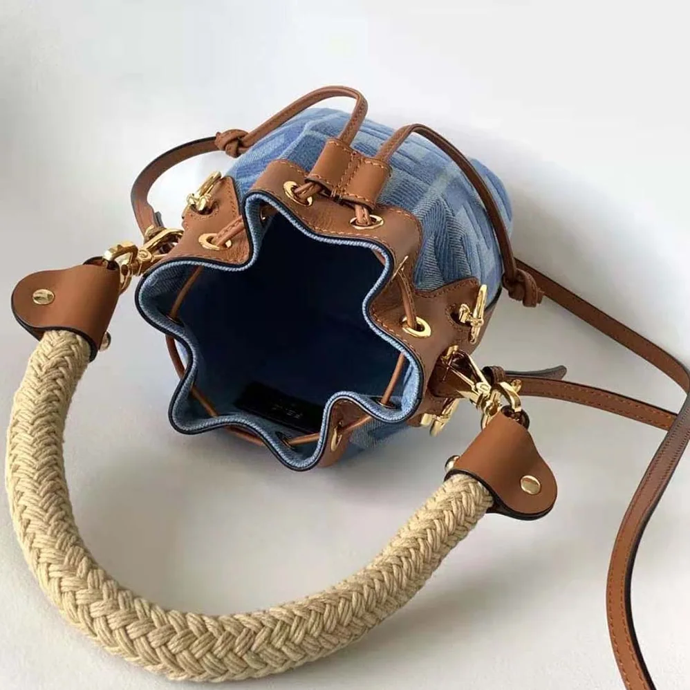 Fendi Mon Tresor Light Blue Denim Mini for Women in bag with FF Embroidery Fendi Mon Tresor Light Blue Denim Mini for Women in bag with FF Embroidery