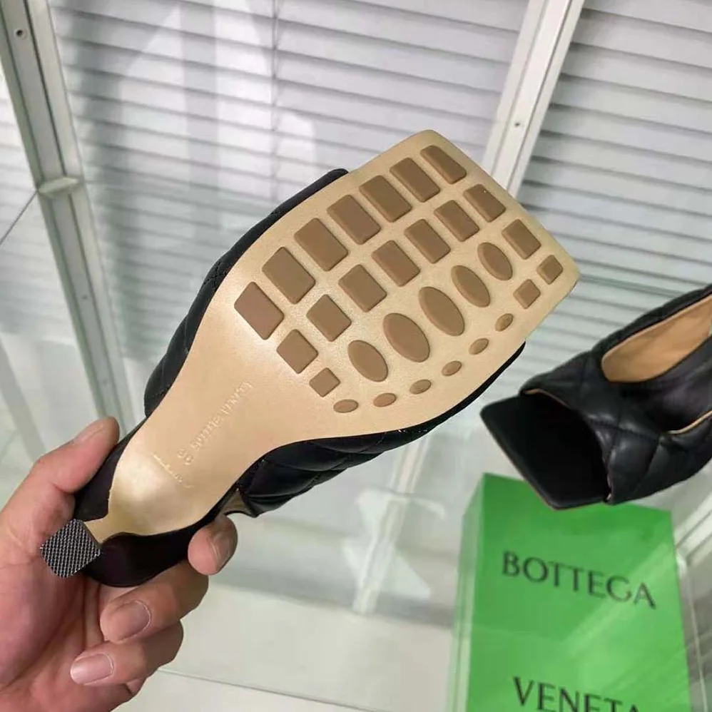 Bottega Veneta Padded Slingback Sandal in 9 cm Heel Height for Women in Black Bottega Veneta Padded Slingback Sandal in 9 cm Heel Height for Women in Black