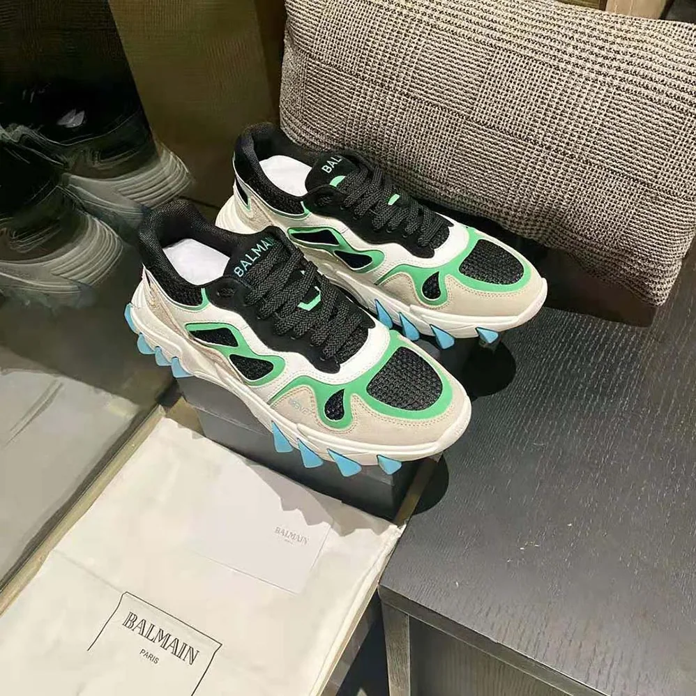 Balmain B-East Trainer in Leather Suede and Mesh for Unisex in Aqua