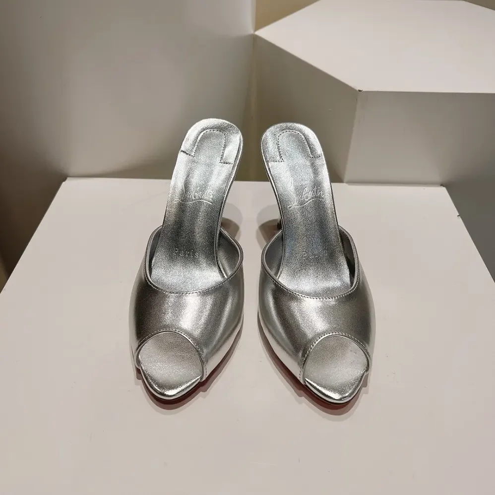 Christian Louboutin Me Dolly 100 mm Mules Nappa leather for Women in Silver Christian Louboutin Me Dolly 100 mm Mules Nappa leather for Women in Silver