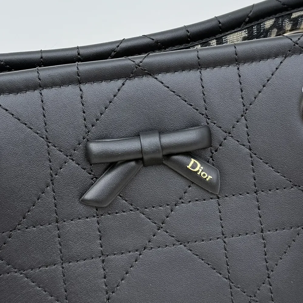 Dior Small Dior Promenade Shopping Bag Black Flat Cannage Calfskin for Women Dior Small Dior Promenade Shopping Bag Black Flat Cannage Calfskin for Women