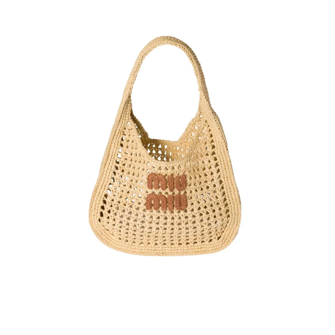 Miu Miu Raffia-Effect Woven Hobo Bag Beige / - 5BC164_ADO1_F0A5T_V_OOO Miu Miu Raffia-Effect Woven Hobo Bag Beige / - 5BC164_ADO1_F0A5T_V_OOO