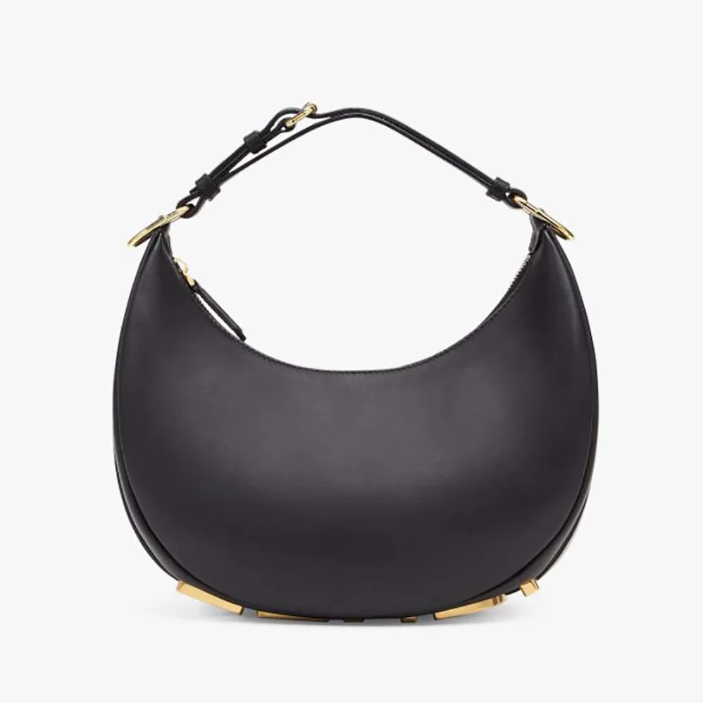 Fendi Fendigraphy Small Black Leather Bag for Women in Black Fendi Fendigraphy Small Black Leather Bag for Women in Black