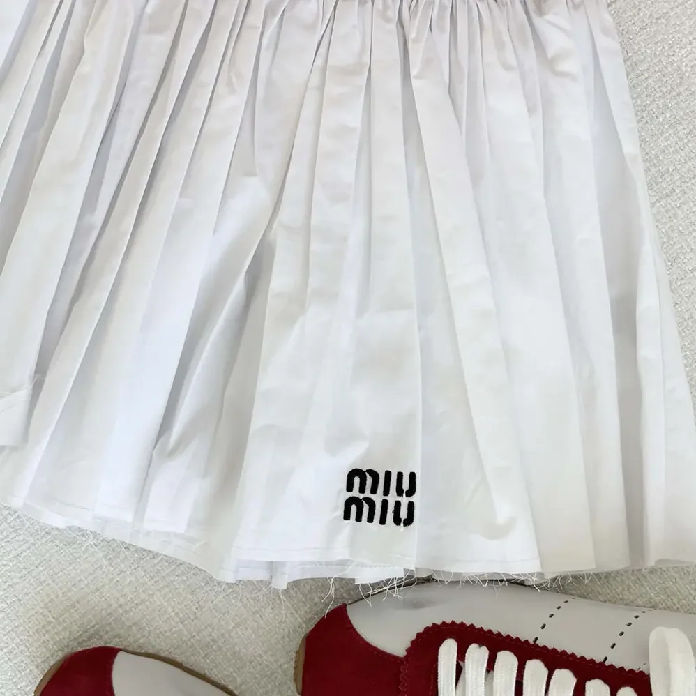 Miu Miu Poplin and Jersey Miniskirt for Women in White Miu Miu Poplin and Jersey Miniskirt for Women in White