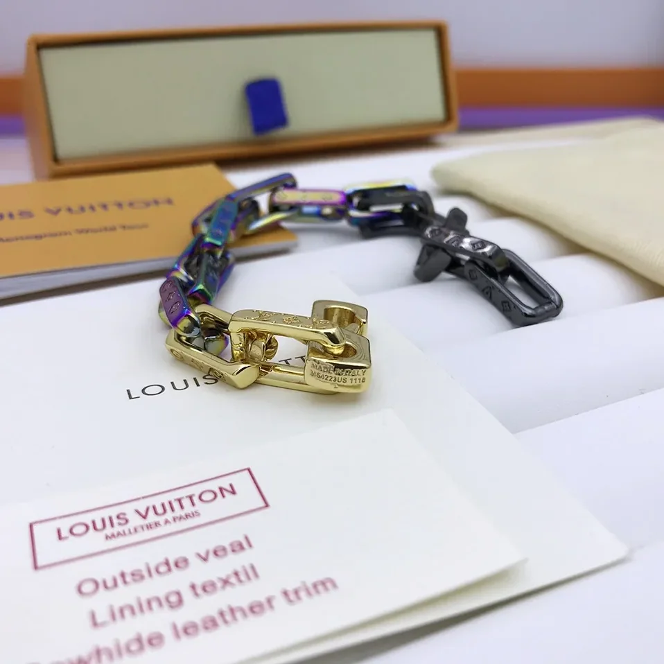 Louis Vuitton Engraved Monogram Chain Bracelet Multicolor Hardware Louis Vuitton Engraved Monogram Chain Bracelet Multicolor Hardware