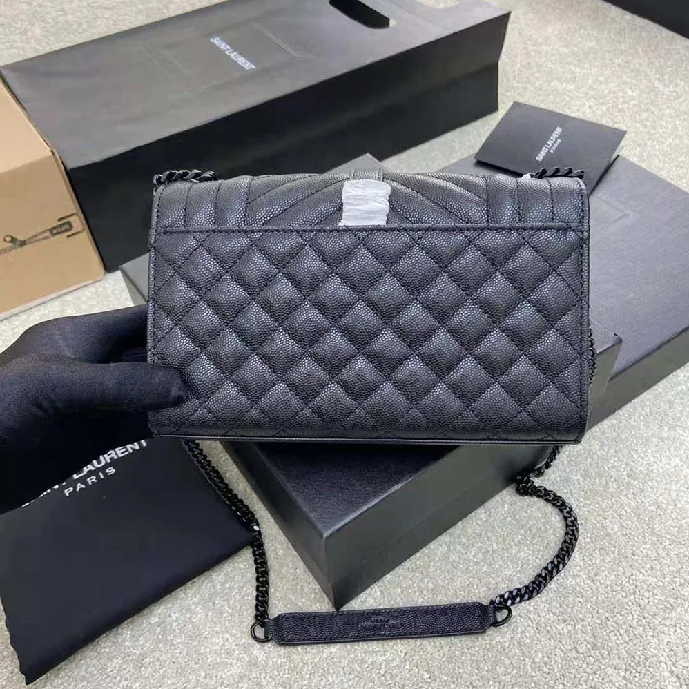 Saint Laurent YSL Envelope Small Bag in Mix Matelasse Grain DE Poudre Embossed Leather for Women in Black Saint Laurent YSL Envelope Small Bag in Mix Matelasse Grain DE Poudre Embossed Leather for Women in Black