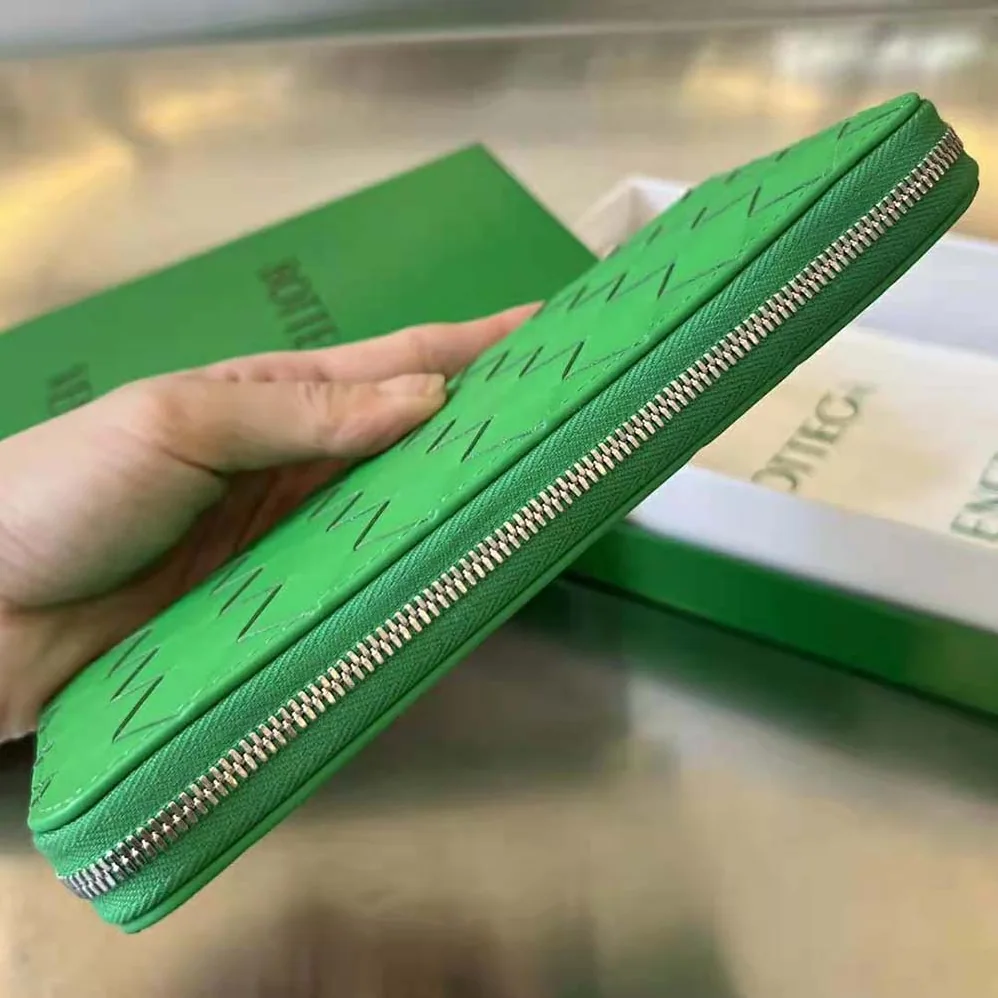 Bottega Veneta Intrecciato Zip Around Wallet for Unisex in Green