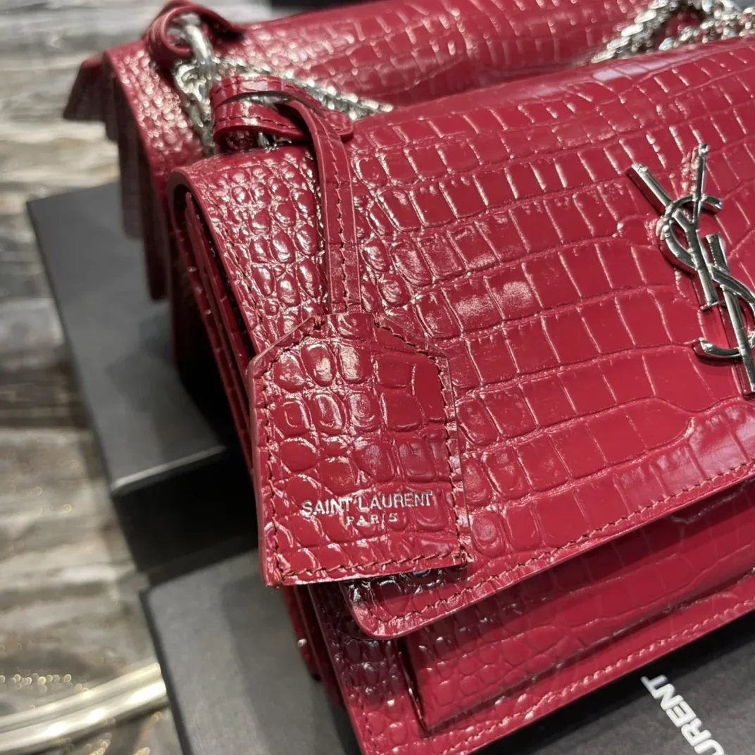 Saint Laurent Sunset Medium Chain Bag Red in YSL Saint Laurent Sunset Medium Chain Bag Red in YSL