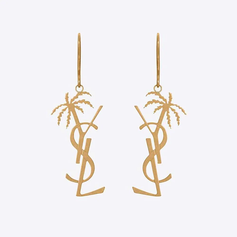 Saint Laurent YSL Monogram Palm Earrings in Metal for Women in Gold Saint Laurent YSL Monogram Palm Earrings in Metal for Women in Gold