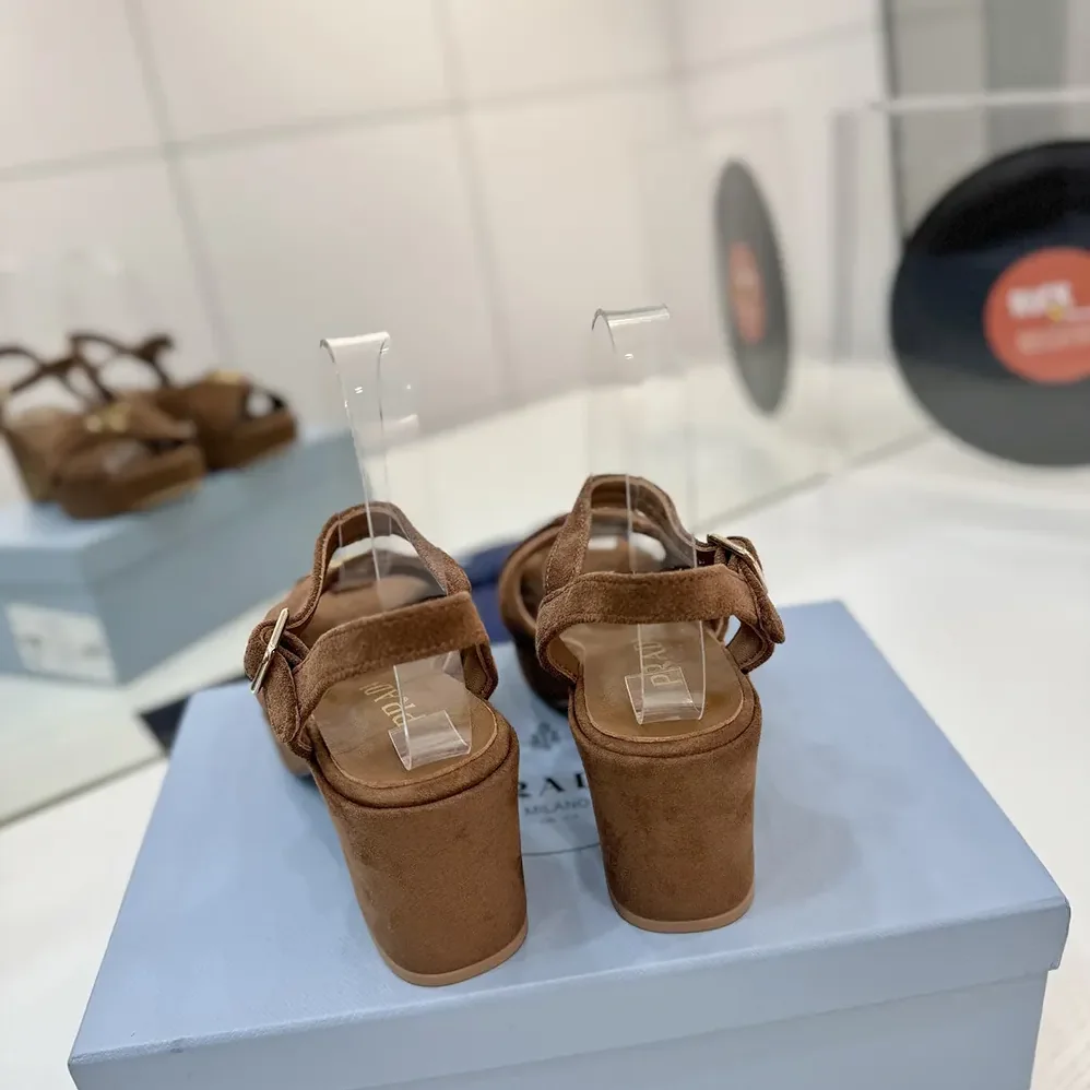 Prada Suede Platform Sandals for Women in Brown