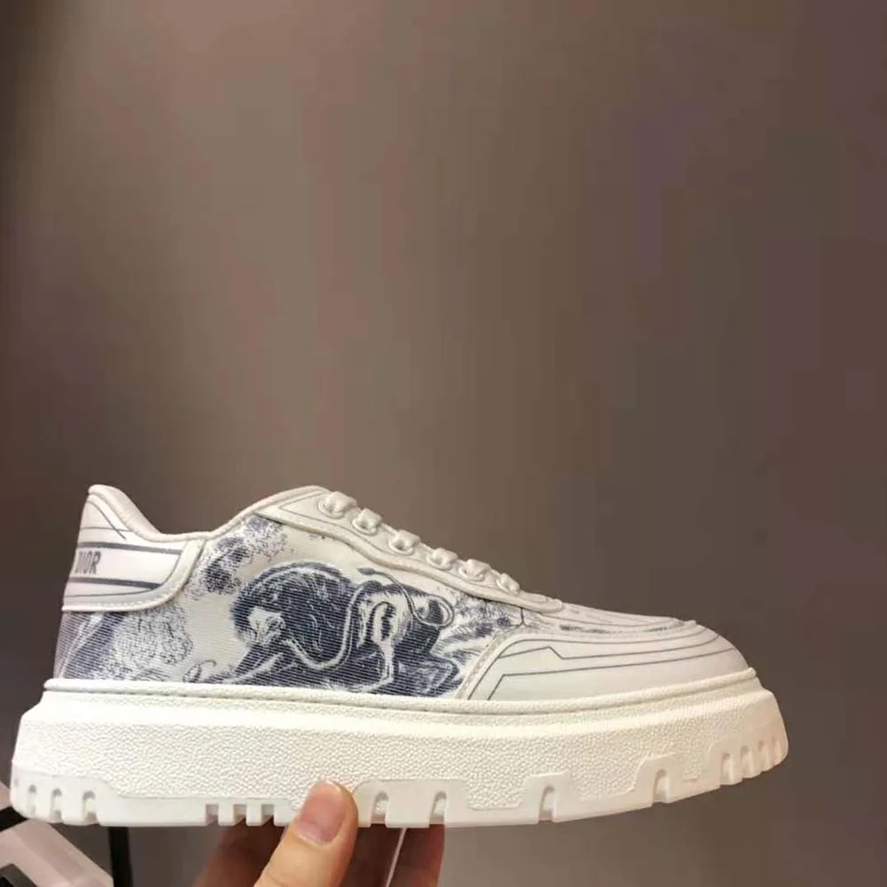 Dior Addict Sneaker French Blue Toile de Jouy Technical Fabric for Women