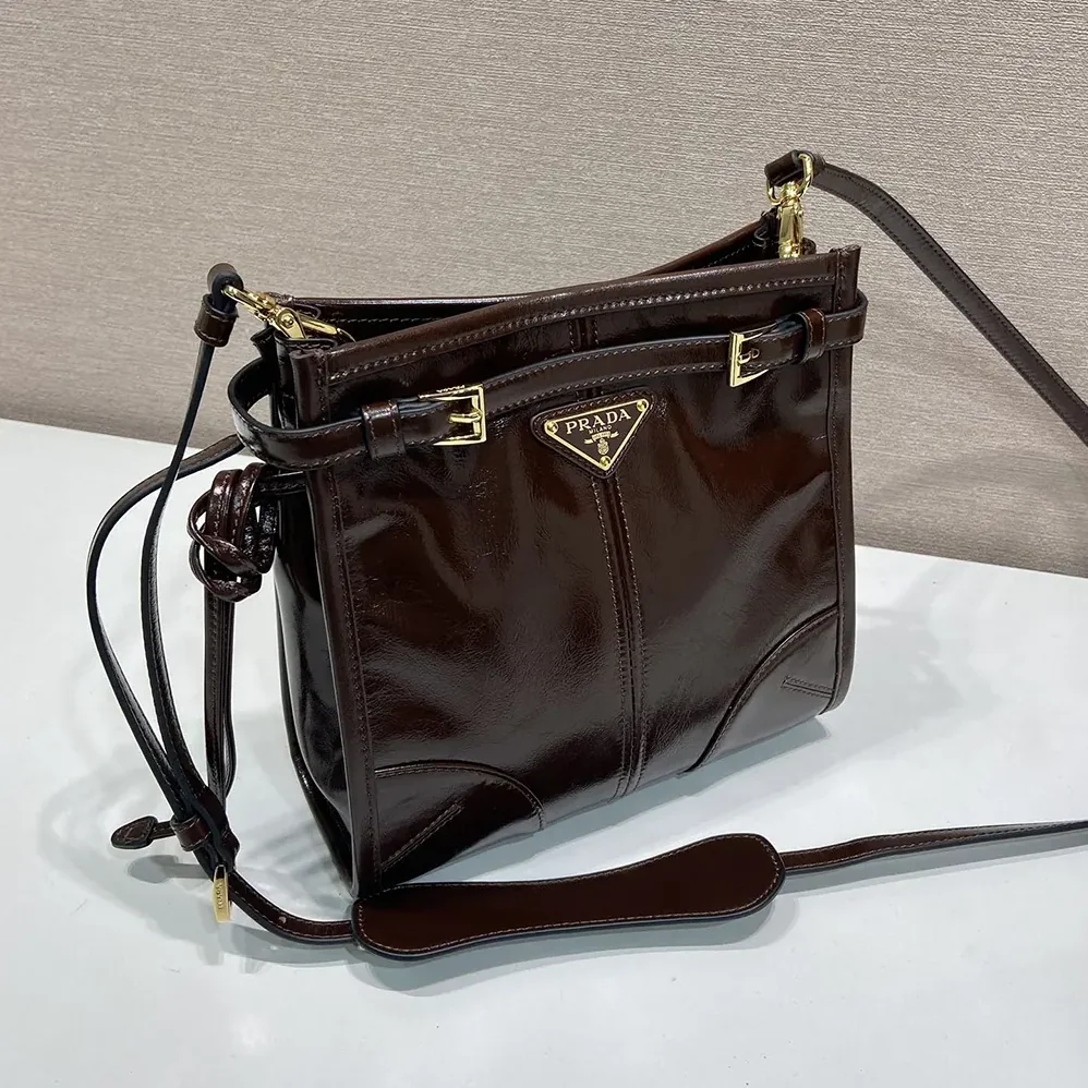 Prada Bonnie Leather Mini Shoulder Bag for Women in Dark Brown Prada Bonnie Leather Mini Shoulder Bag for Women in Dark Brown