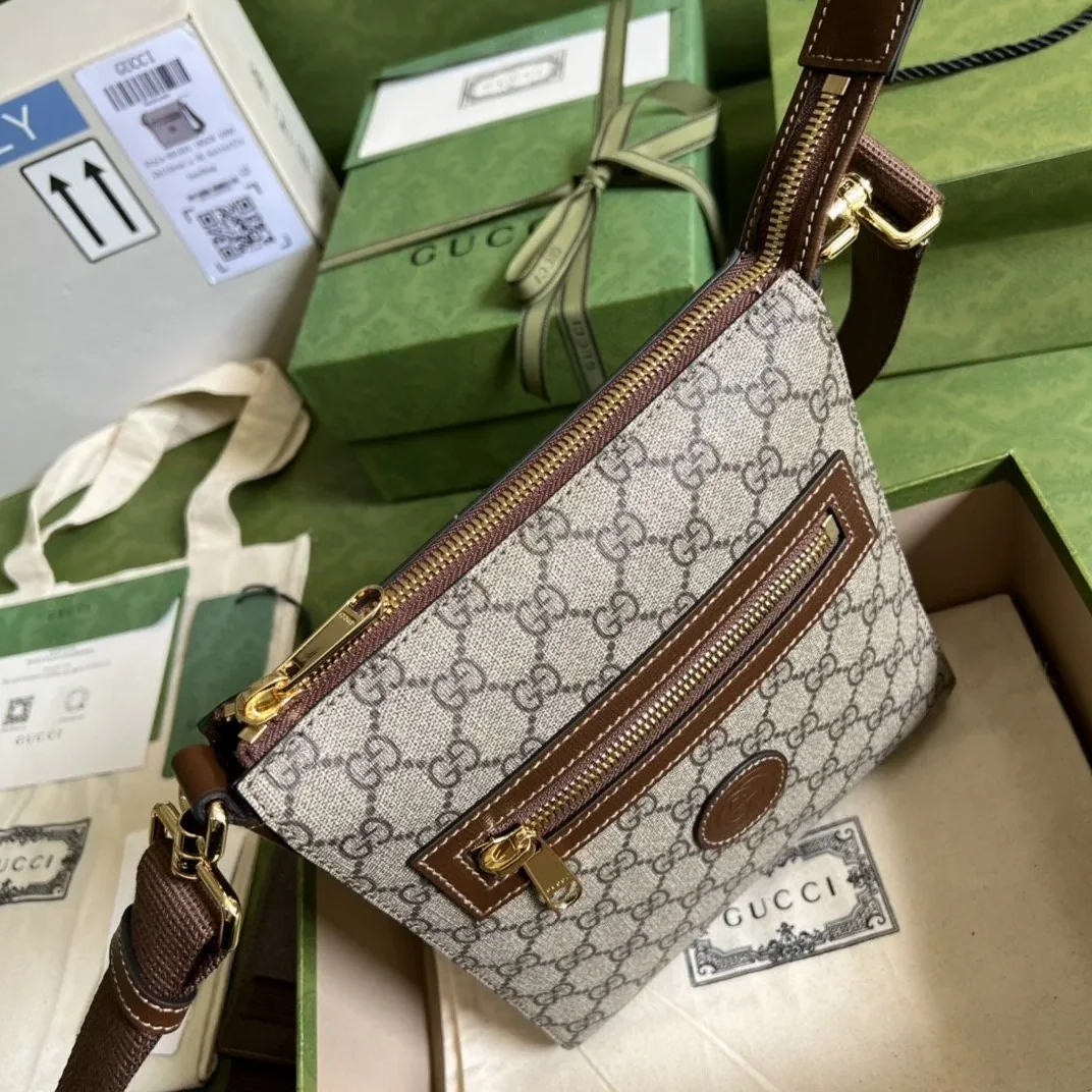 Gucci Supreme Messenger Bag Beige And Ebony GG Supreme Canvas /