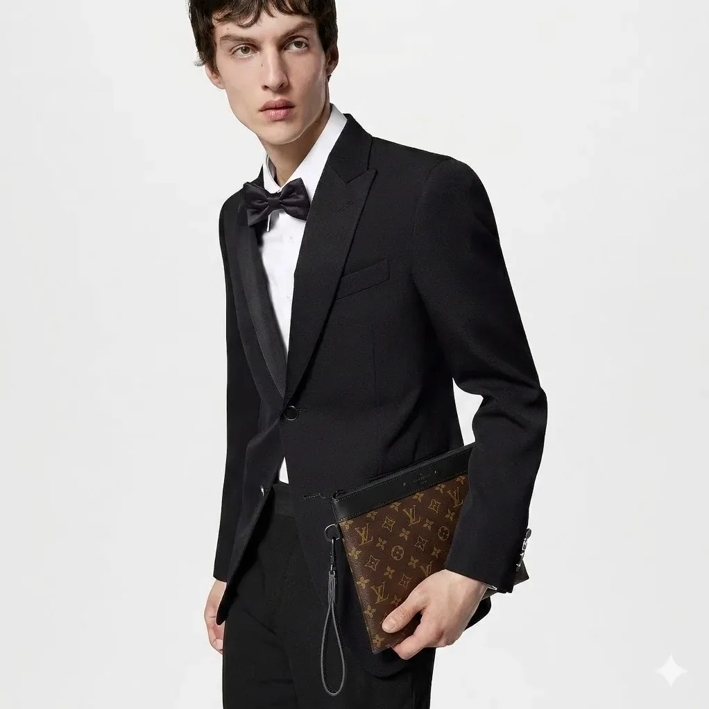 Louis Vuitton Pochette To Go Pouch / Brown Monogram Canvas Black Hardware