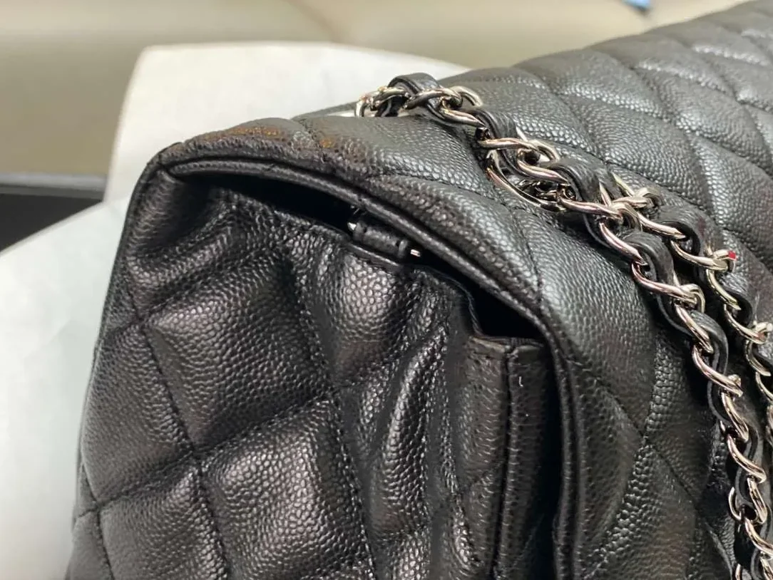 Chanel Classic Maxi Jumbo XL Crossbody Bag in Black Silver Hardware