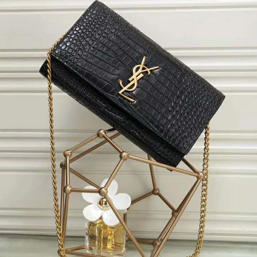 Saint Laurent YSL Sunset Medium Supple Crocodile Embossed Leather for Women Saint Laurent YSL Sunset Medium Supple Crocodile Embossed Leather for Women