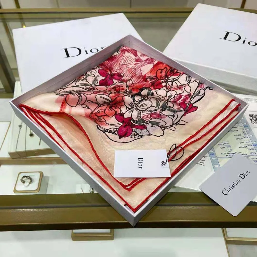 Dior Jardin Magique 70 Square Scarf Rose Des Vents Silk Twill for Women