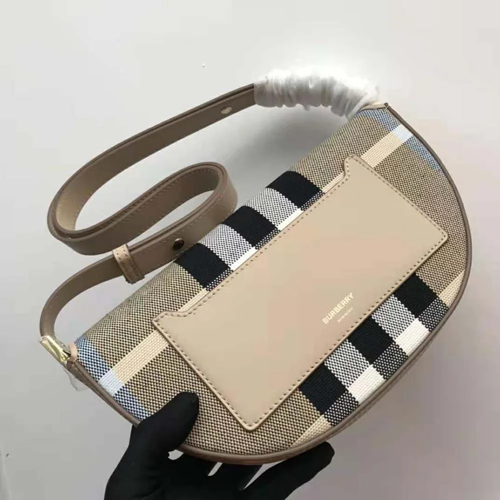 Burberry Small Check Canvas and Leather Olympia Bag for Women