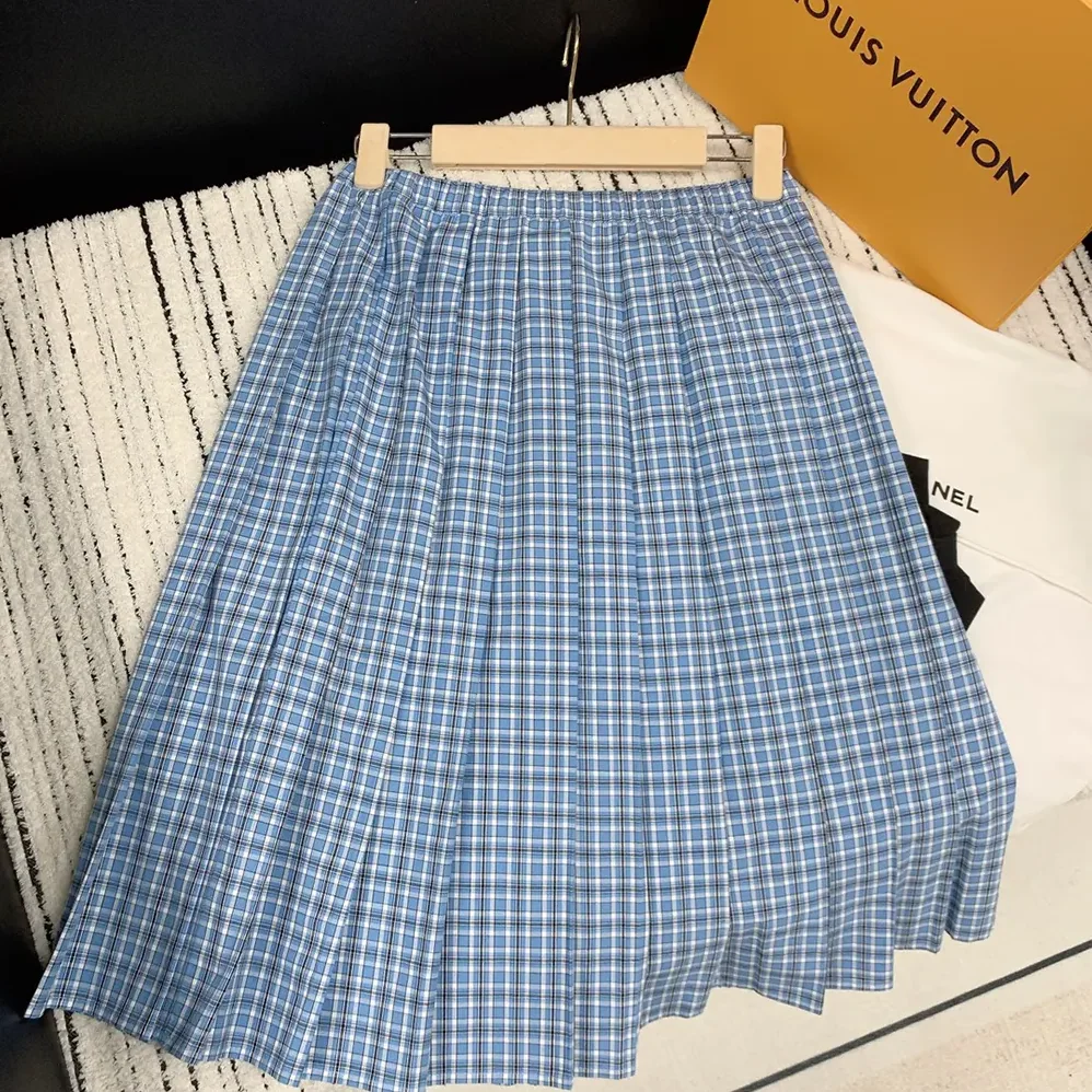 Miu Miu Pleated Check Skirt for Women