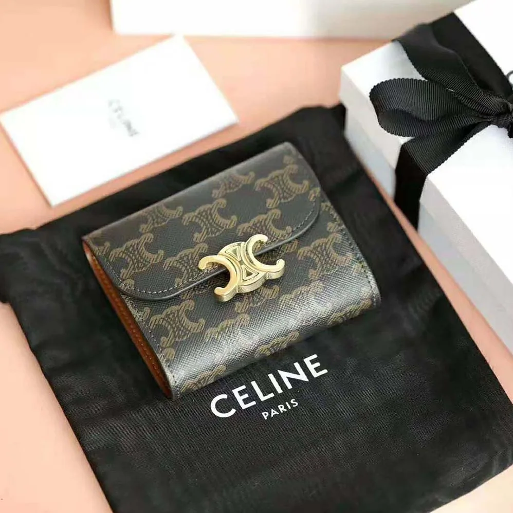 Celine Small Triomphe Wallet in Triomphe Canvas for Women in Tan Celine Small Triomphe Wallet in Triomphe Canvas for Women in Tan