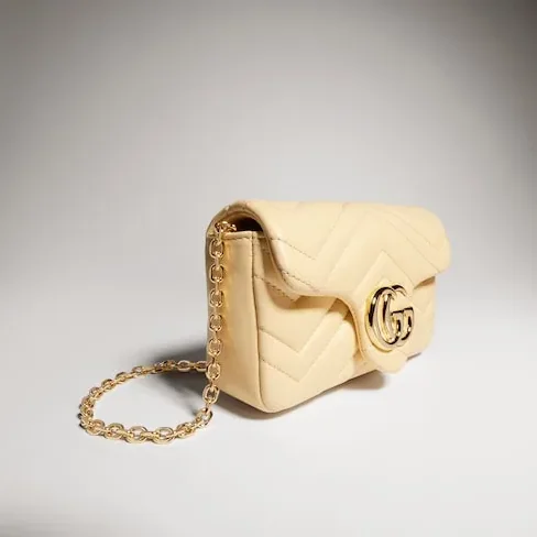 Gucci Marmont Mini Shoulder Bag in Light Yellow Gold Hardware