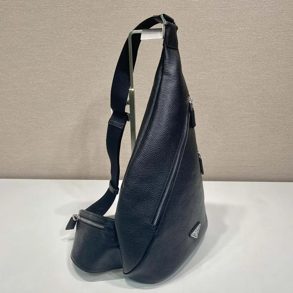 Prada Cross Leather Bag for Men in Black