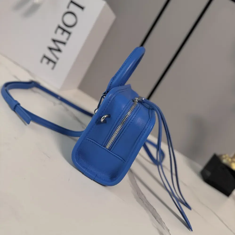Loewe Mini Amazona 180 Bag in Suede for Women in Royal Azur Loewe Mini Amazona 180 Bag in Suede for Women in Royal Azur